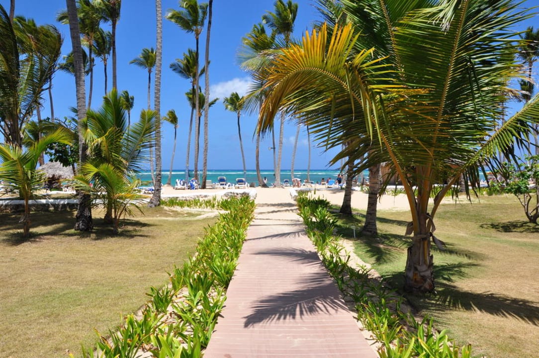 Ausblick vom Pool zum Strand Grand Sirenis Punta Cana Resort & Aquagames