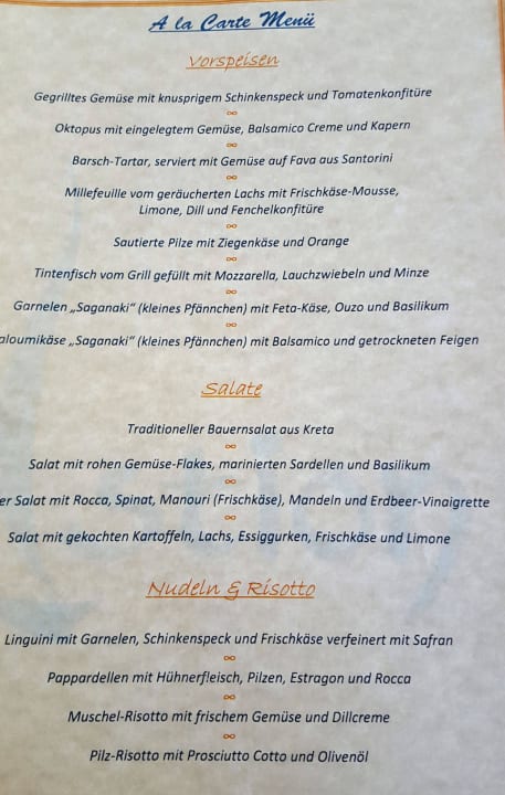 A-la-carte-Karte Istion Club & Spa