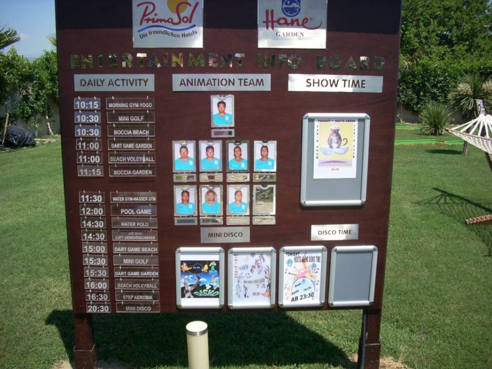 Infotafel von der Animation Calimera Hane Garden