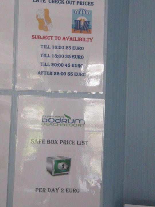 Cennik sejfu Bodrum Beach Resort