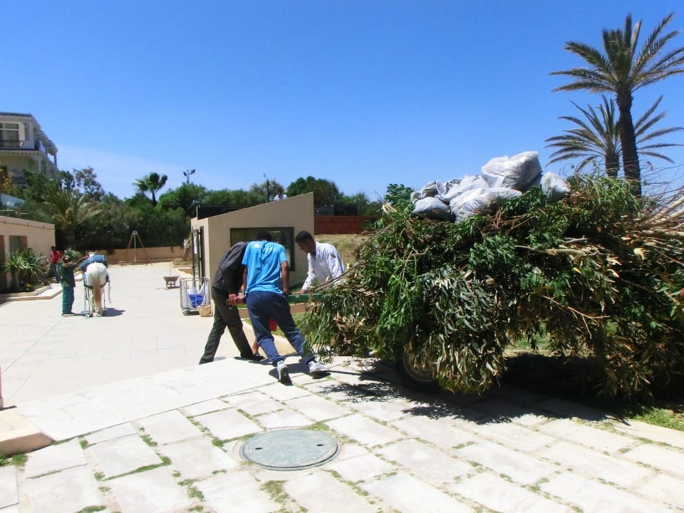 Abtransport nach der Arbeit im Garten Hotel Rosa Beach