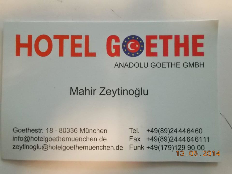 Kontakt Hotel Goethe München