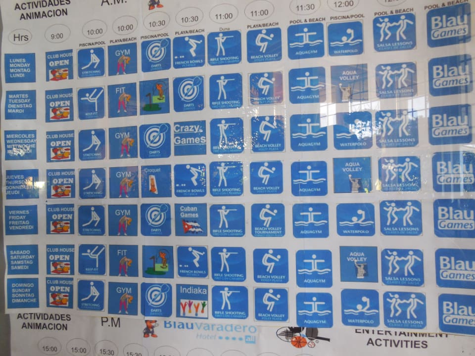 Animation Tages-/Wochenprogramm Blau varadero - Adults only