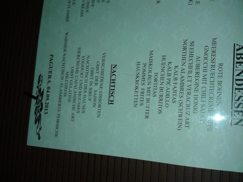 Beispiel eines Abendessensbüffet Valentin Reina Paguera