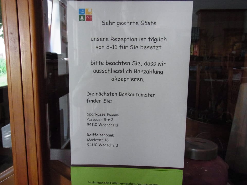 Rezeption nicht besetzt Landhotel Rosenberger