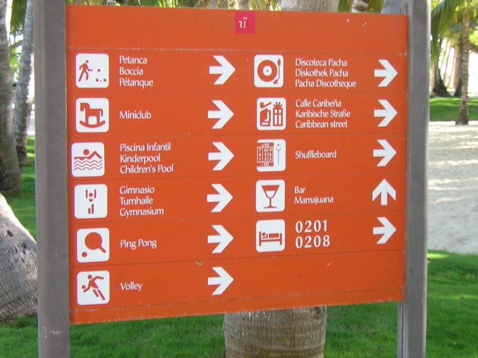 Hinweisschild Hotel Riu Bambu