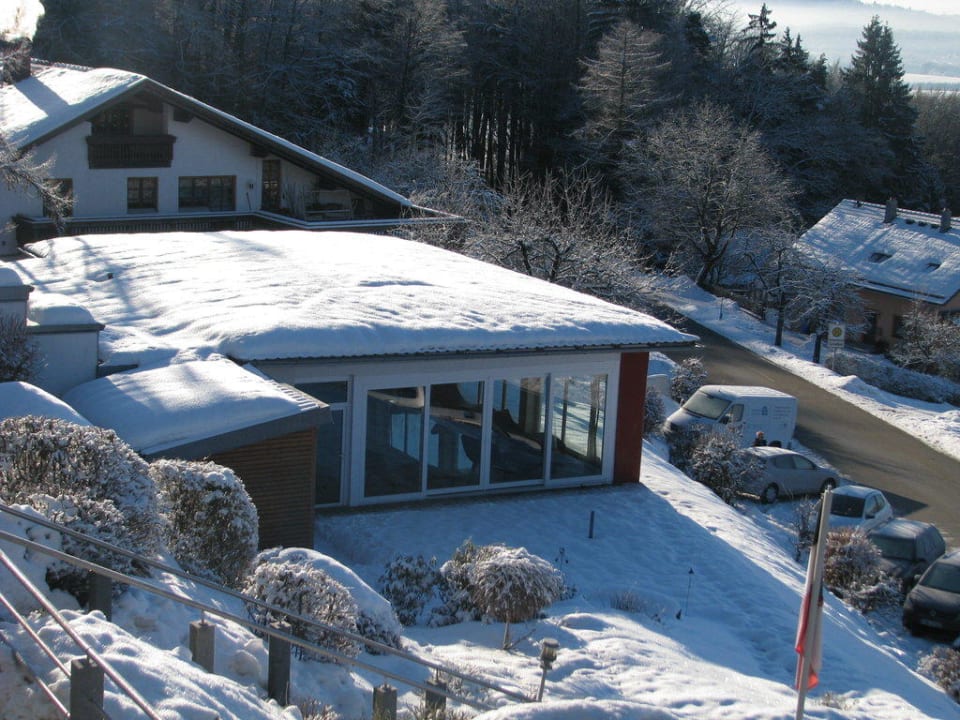 Poolanlage von unserem Zimmer Thula Wellnesshotel Bayerischer Wald