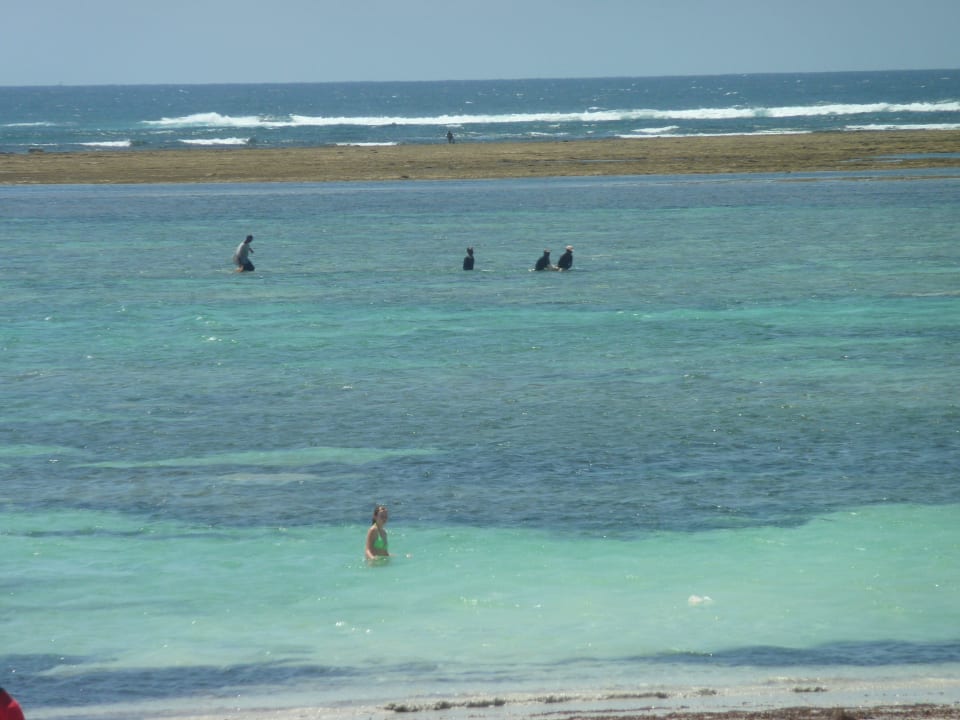 Bei Ebbe Menschen beim Fischen Hotel Southern Palms Beach Resort
