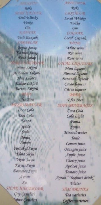 Getränke-Karte Trendy Aspendos Beach Hotel