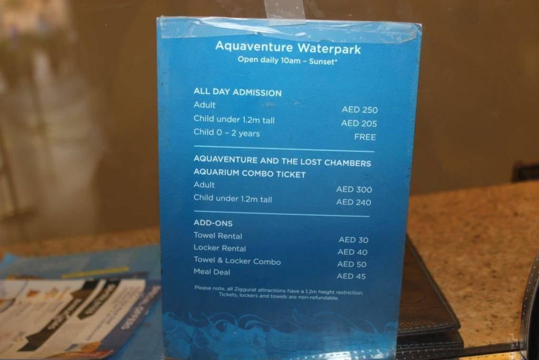 Preisliste Wasserpark Atlantis, The Palm