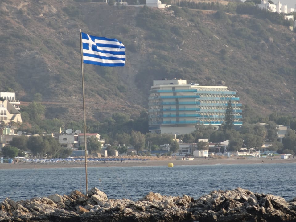 Hotel vom Hafen von Faliraki aus Hotel Calypso Beach