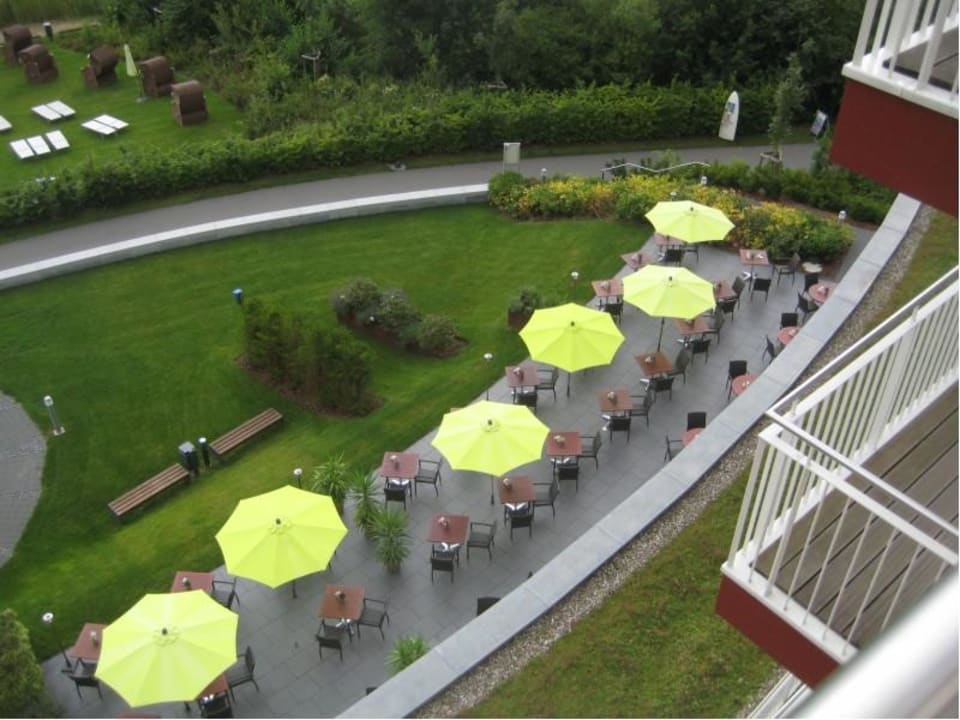 Terrasse vom 5. Stock gesehen Seehotel Fleesensee