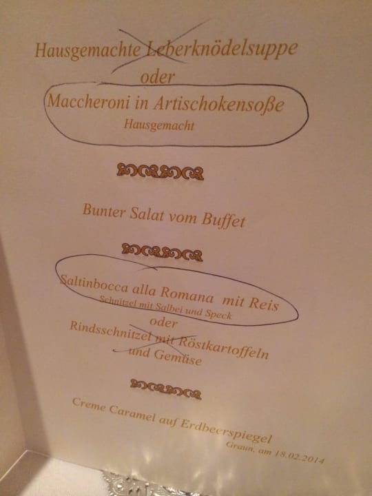 Wahlmenü Hotel Theiner