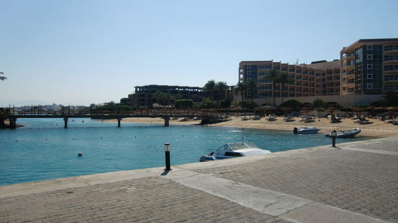 Blick auf den Hotelstrand Marriott Hurghada Beach Resort
