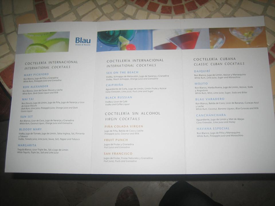 Cocktailkarte Blau varadero - Adults only