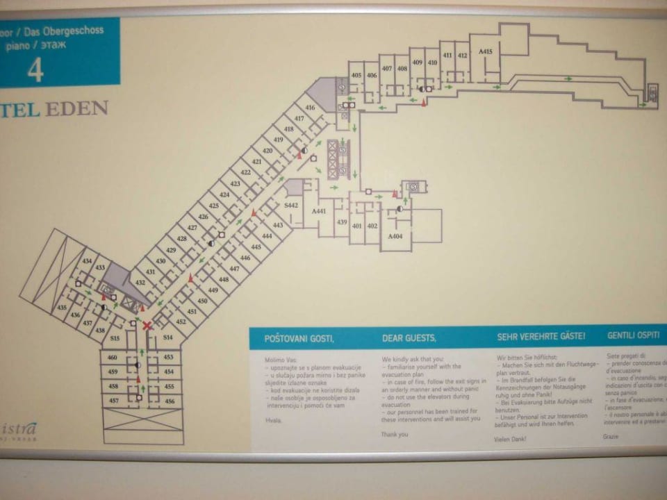 Zimmerplan 4 OG. Eden Hotel by Maistra Collection