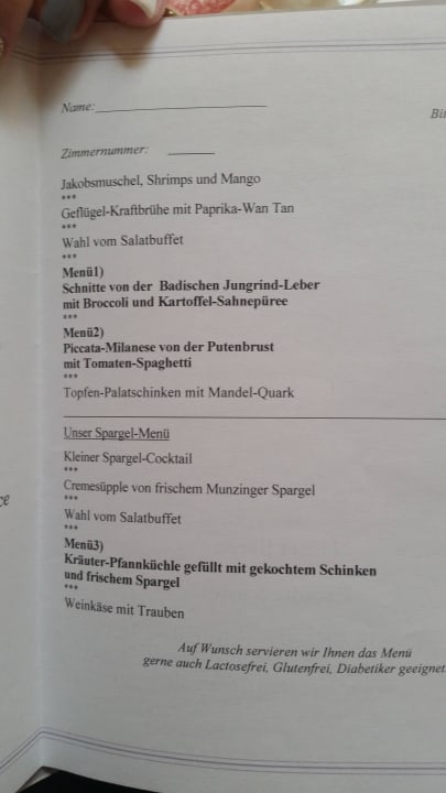 Auswahl Abendessen Hotel Bären