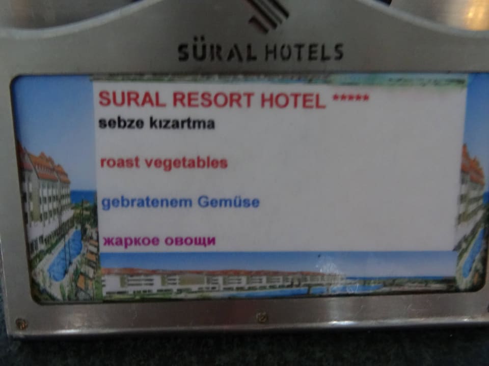 Angabe von Speisen  Hotel Süral Resort
