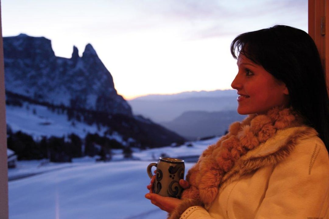Abendstimmung vom Zimmer aus Hotel Bellavista Seiseralm