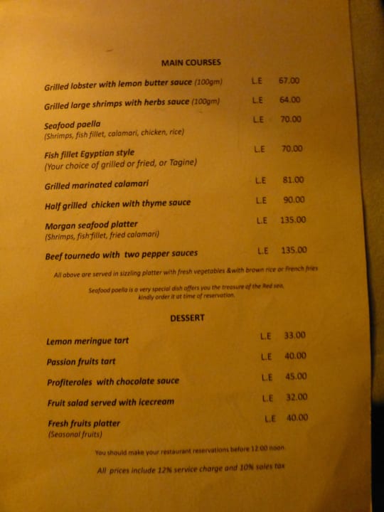 Fischrestaurant Morgan's Club Paradisio El Gouna, Red Sea