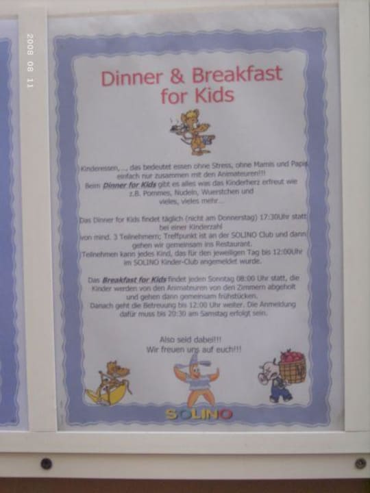 Aushang 1-2-FLY Dinner & Breakfast for Kids Jaz Makadina