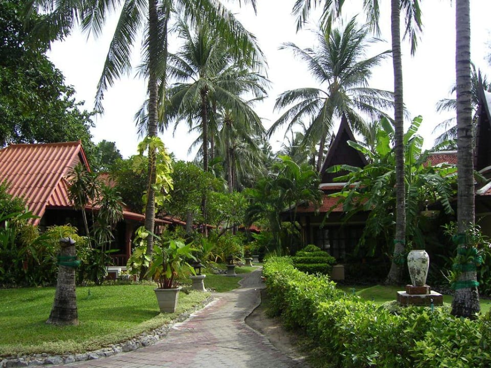 Teil der Gartenanlage mit Bungalows The Fair House Beach Resort