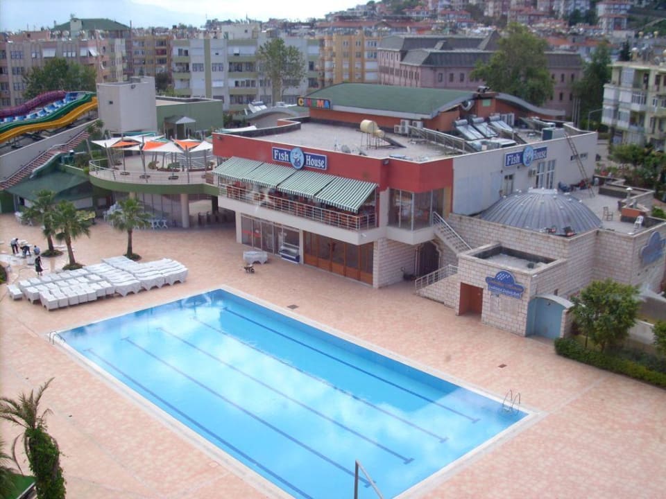 Ausblick vom Restaurant auf den Aqua Park Hotel Aslan City Kleopatra