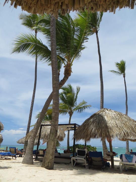 Strand mit vielen Liegen, Betten und Schirme Grand Palladium Select Bávaro Resort & Spa