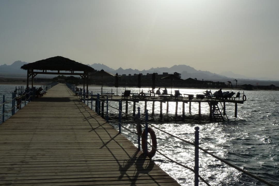 Der Bootssteg beim Sonnenuntergang Amwaj Beach Club Abu Soma Resort