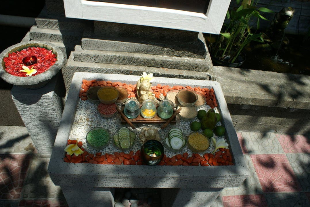 Teich- und Brunnenanlage im Garten Puri Santrian