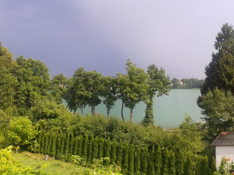 Von der oberen Terrasse Hotel Johst am See Bollersdorf