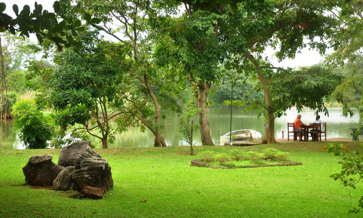 Garden and lake over looking from room Pension MPS Village