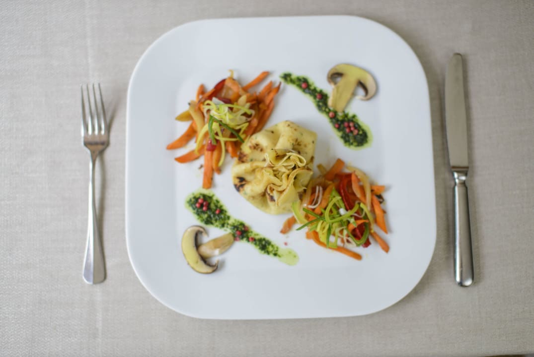 Kräuterflädle Pilzragout Vegi Bio-Restaurant  Bodensee Naturhotel Mohren