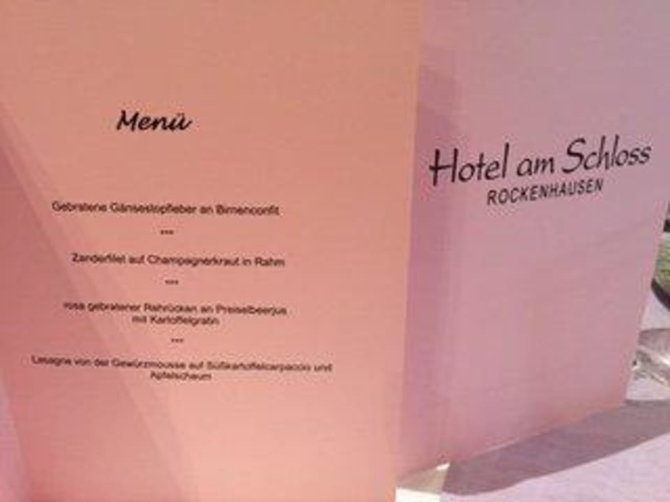 Menü für den Abend Hotel Schloss Rockenhausen