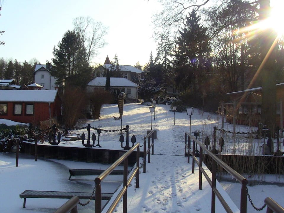Sicht vom See auf den Garten Hotel Seegarten