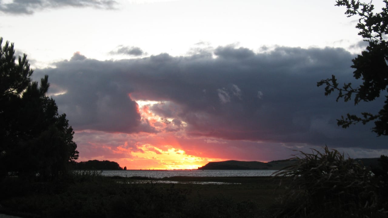 Sonnenuntergang über dem Bodden Hotel Fürst Jaromar