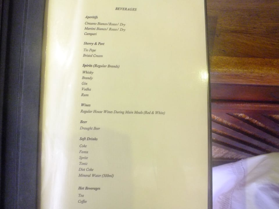 Меню по все влючено Cinnamon Dhonveli Maldives