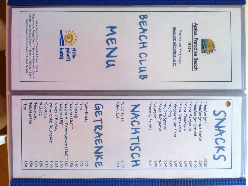 AI-Karte - Beachbar Barceló Portinatx - Adults only