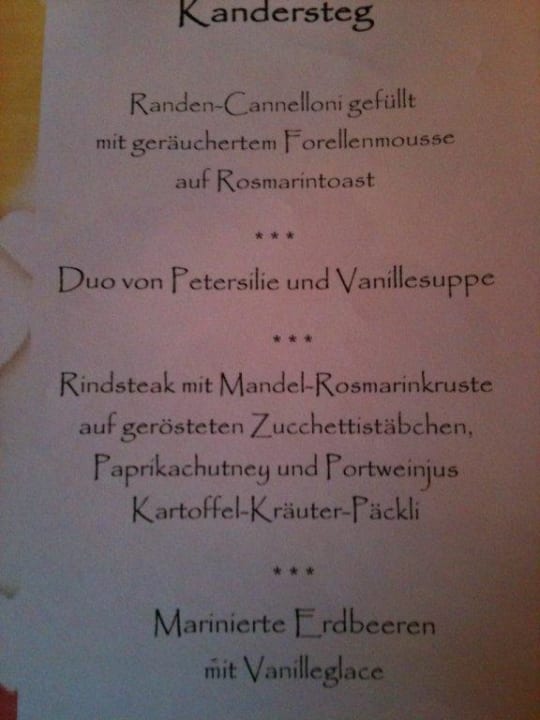 Abendmenu Hotel Adler