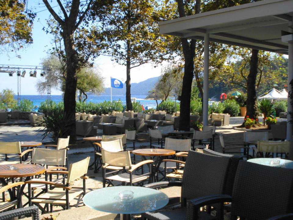 Terrasse der Bar Hotel Makryammos Bungalows