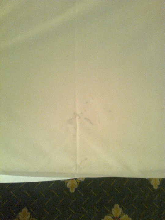 Stains on the bed sheet Hotel HP Tower One Brasov