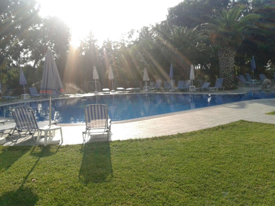 Pool mit abgetrenntem Babybecken gepflegter Garten Ekaterini Hotel