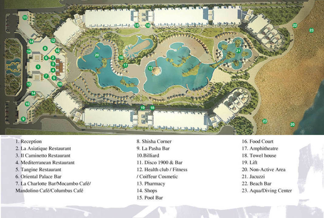 Übersichtsplan mit Beschreibung Pickalbatros Palace Resort