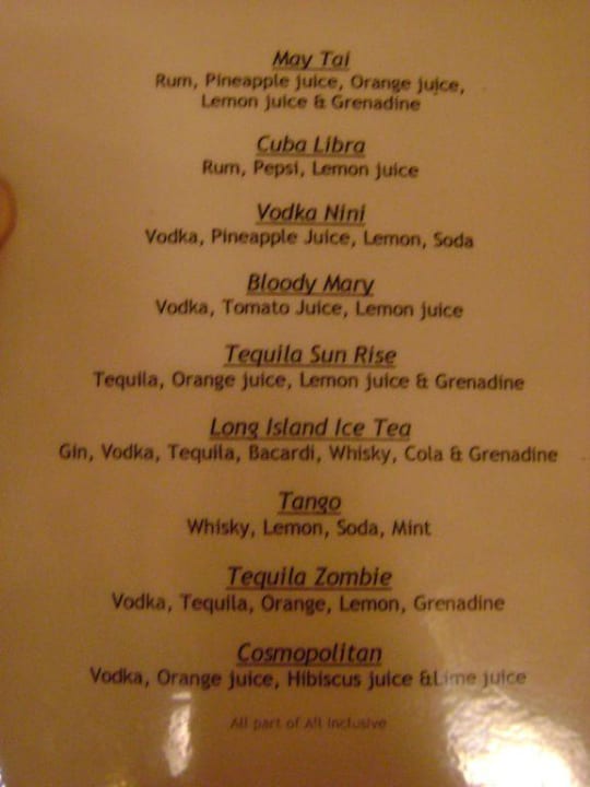 Getränkekarte Jaz Makadi Oasis Resort