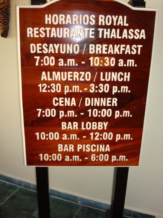 Öffnungszeiten Royal Restaurant Catalonia Royal Bavaro - Adults only