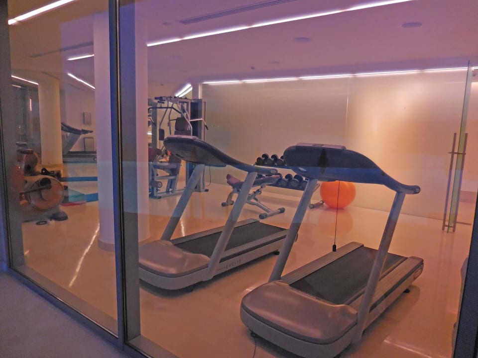 Fitnessraum mit Panoramablick nach draußen Lindos Blu, Luxury Hotel & Suites - Adults only