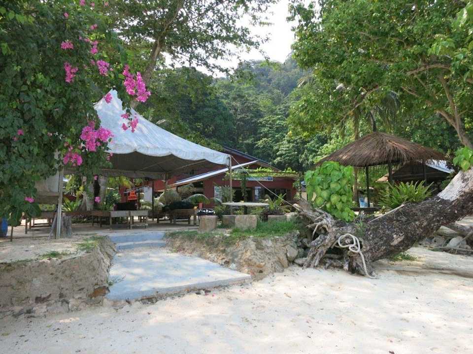Blick vom Strand aufs Hotel Tenggol Island Beach Resort