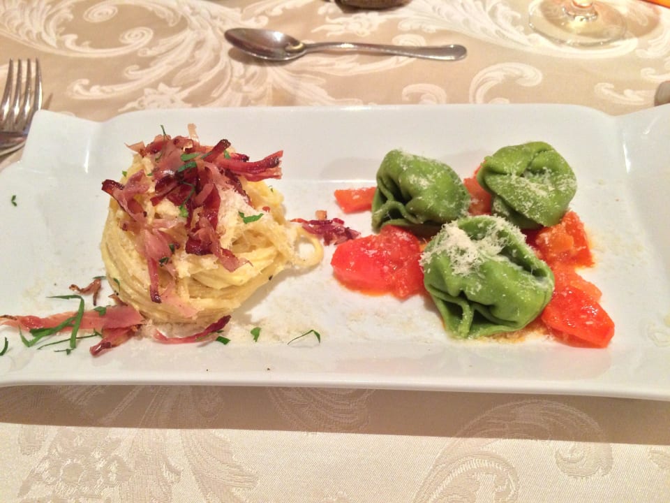 Ravioli selbstgemacht und Spaghetti Carbonara  Pension Sonnenhof