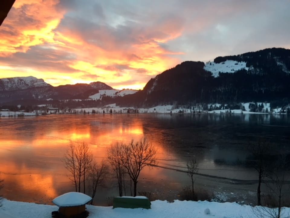 Ausblick von unseren Balkon Hotel Bellevue am See