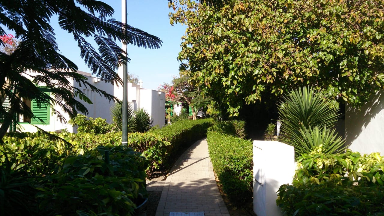 Blick zu den schönen Pflanzungen Bungalows Cordial Sandy Golf